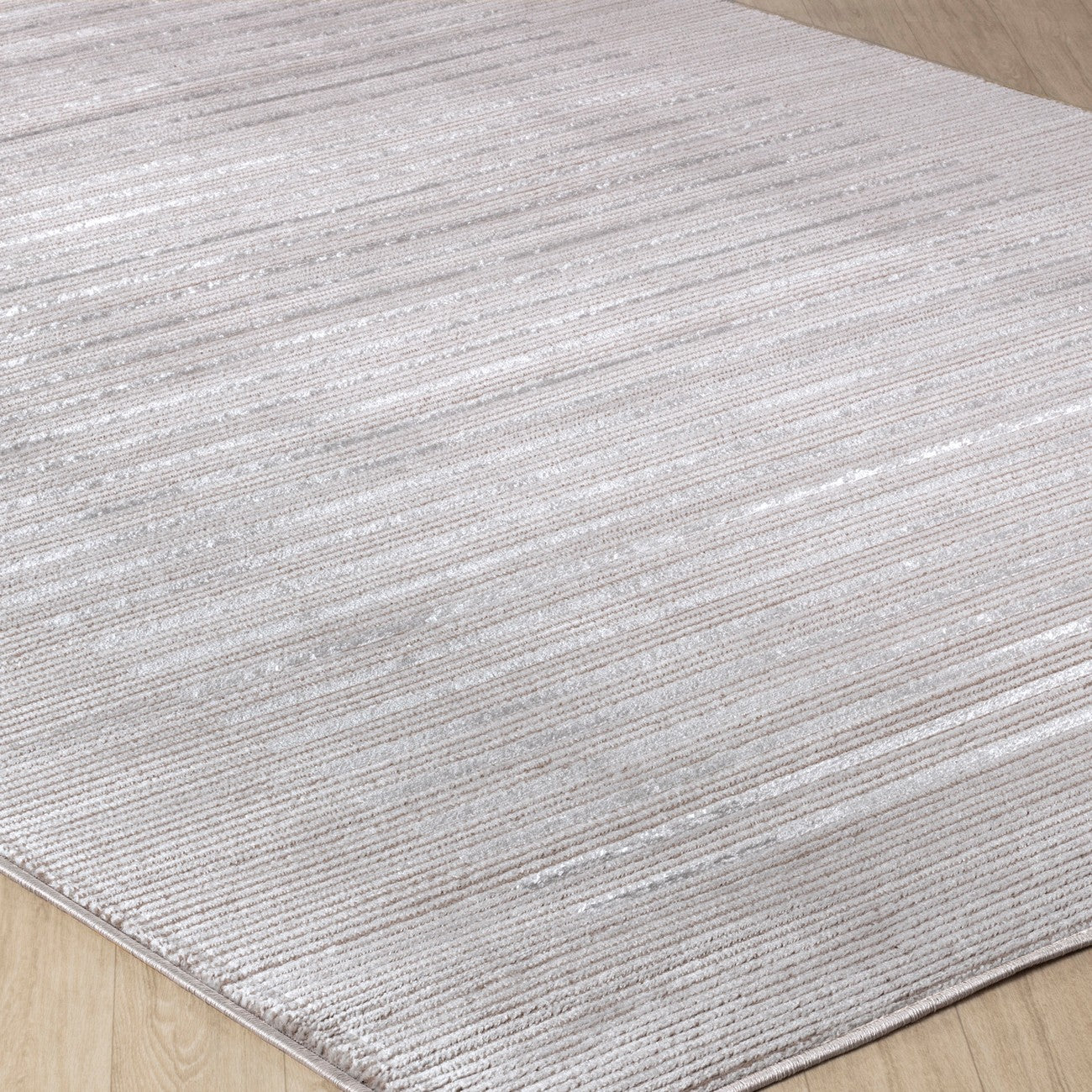 KAYSA Scandi Modern Beige/White Striped Area Rug Corner