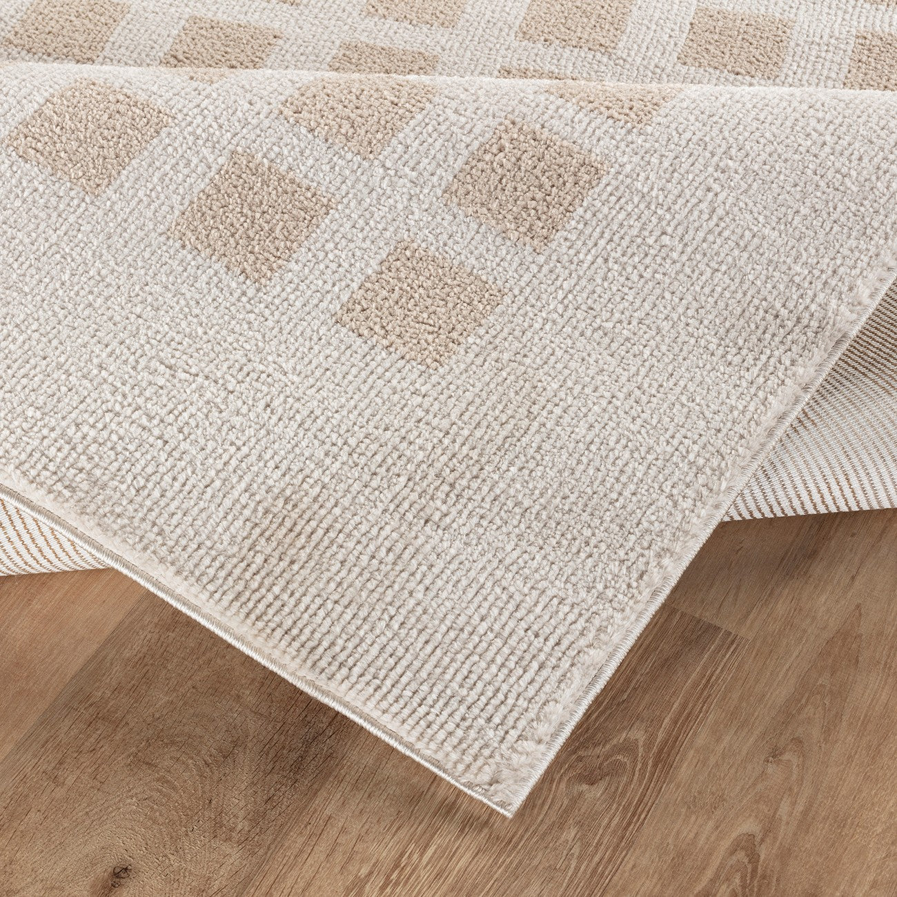 LAURINE Machine Washable Modern Shaggy Beige Area Rug