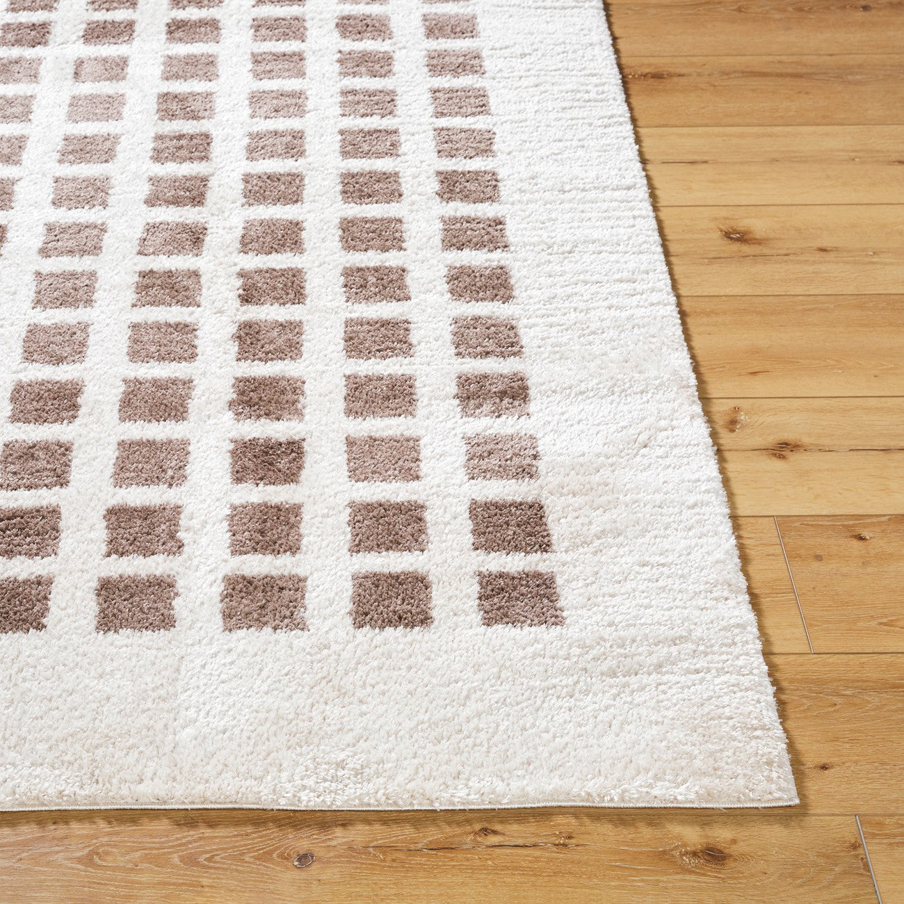 LAURINE Machine Washable Modern Shaggy Dark Brown Area Rug Front