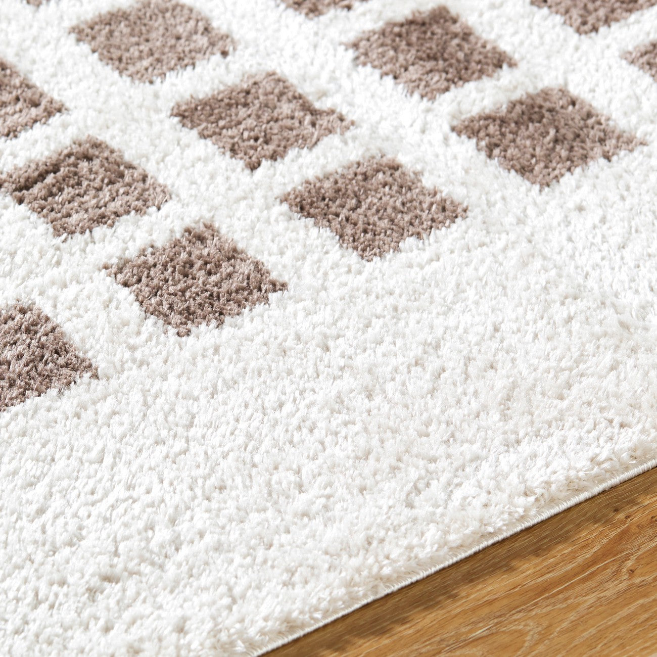LAURINE Machine Washable Modern Shaggy Dark Brown Area Rug Texture