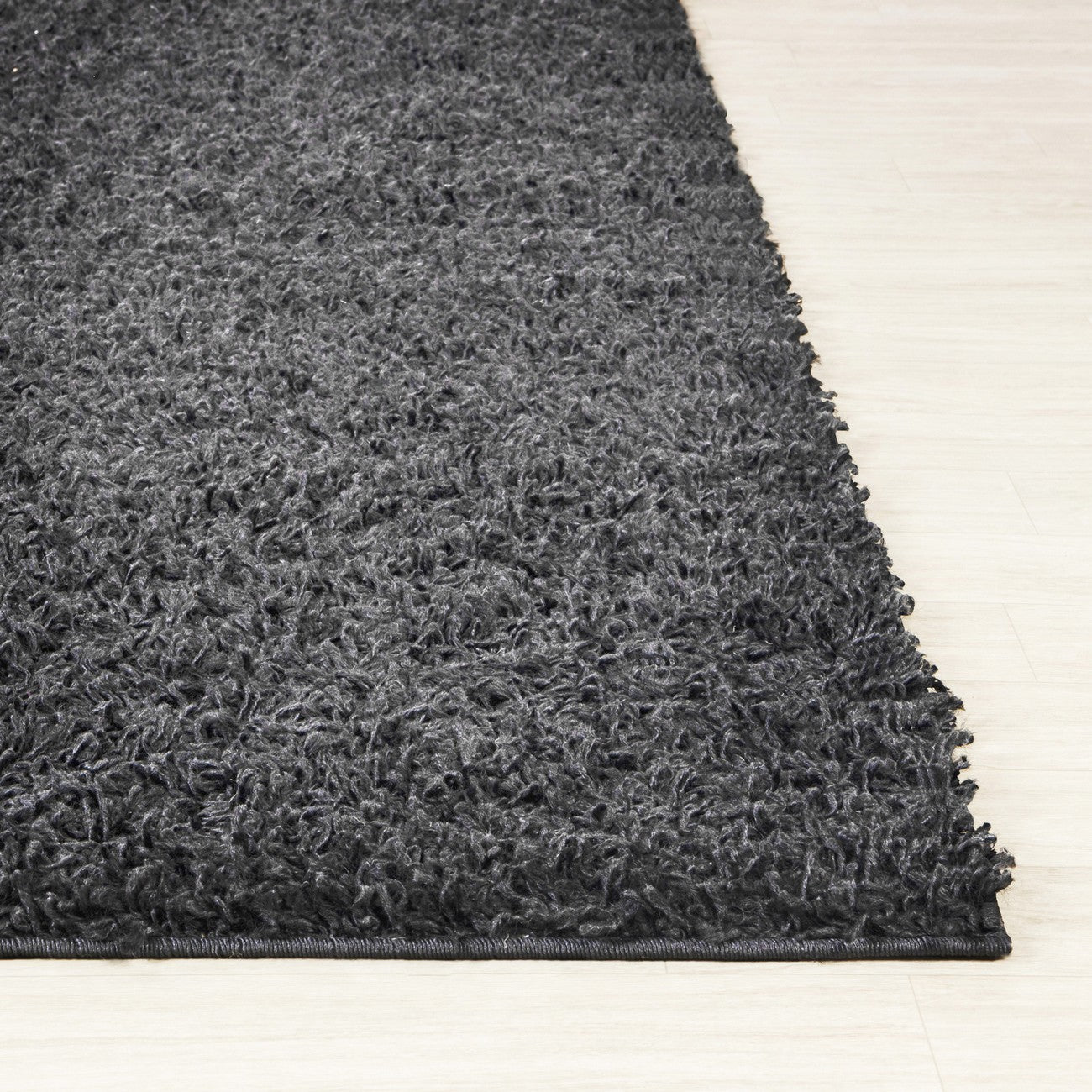 LILLY Shaggy Solid Color Plush Pile Dark Grey Area Rug Front