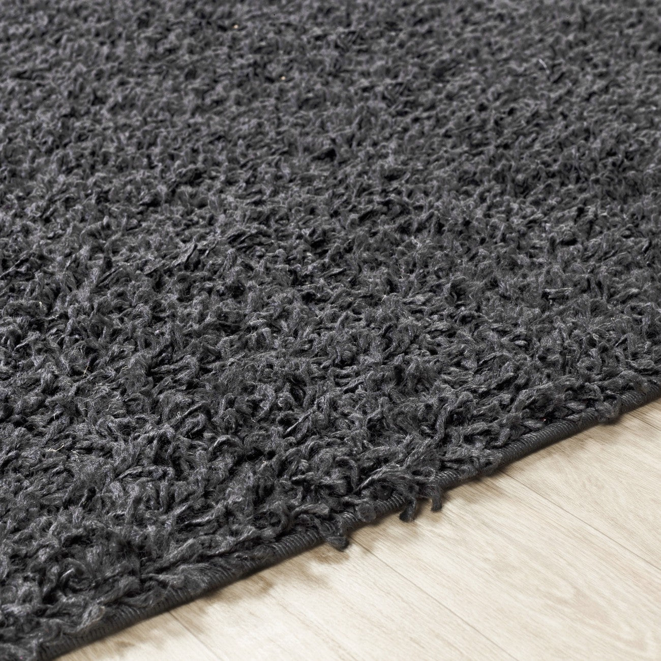 LILLY Shaggy Solid Color Plush Pile Dark Grey Area Rug Texture