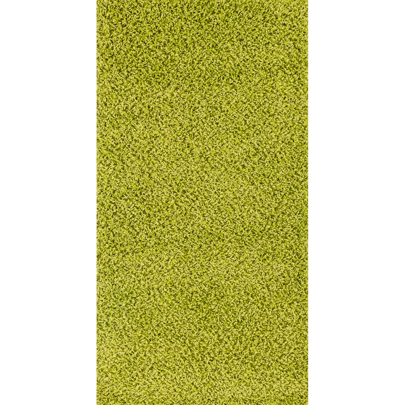 LILLY Shaggy Solid Color Plush Pile Green Area Rug Flat