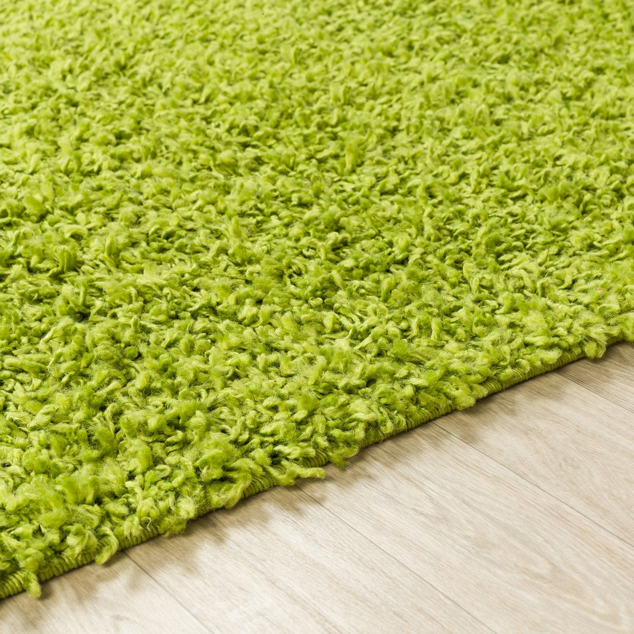 LILLY Shaggy Solid Color Plush Pile Green Area Rug Texture