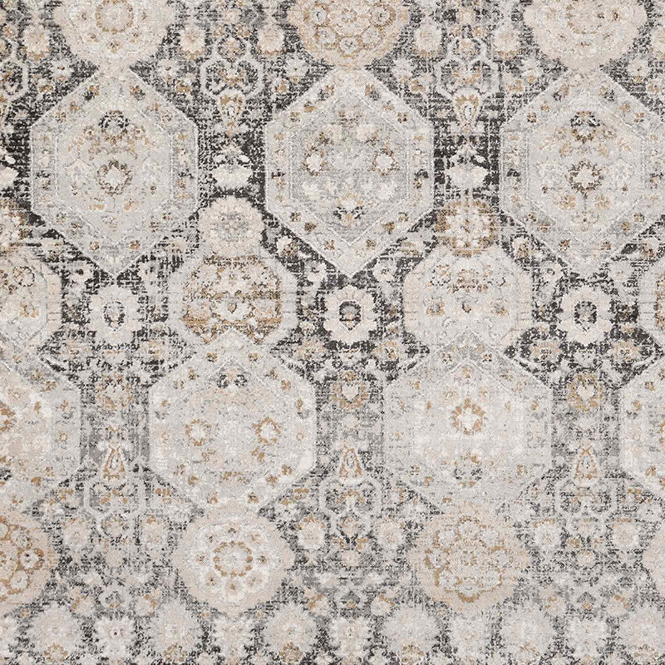 LOTUS Vintage Traditional Oriental Boho Black Area Rug Swatch