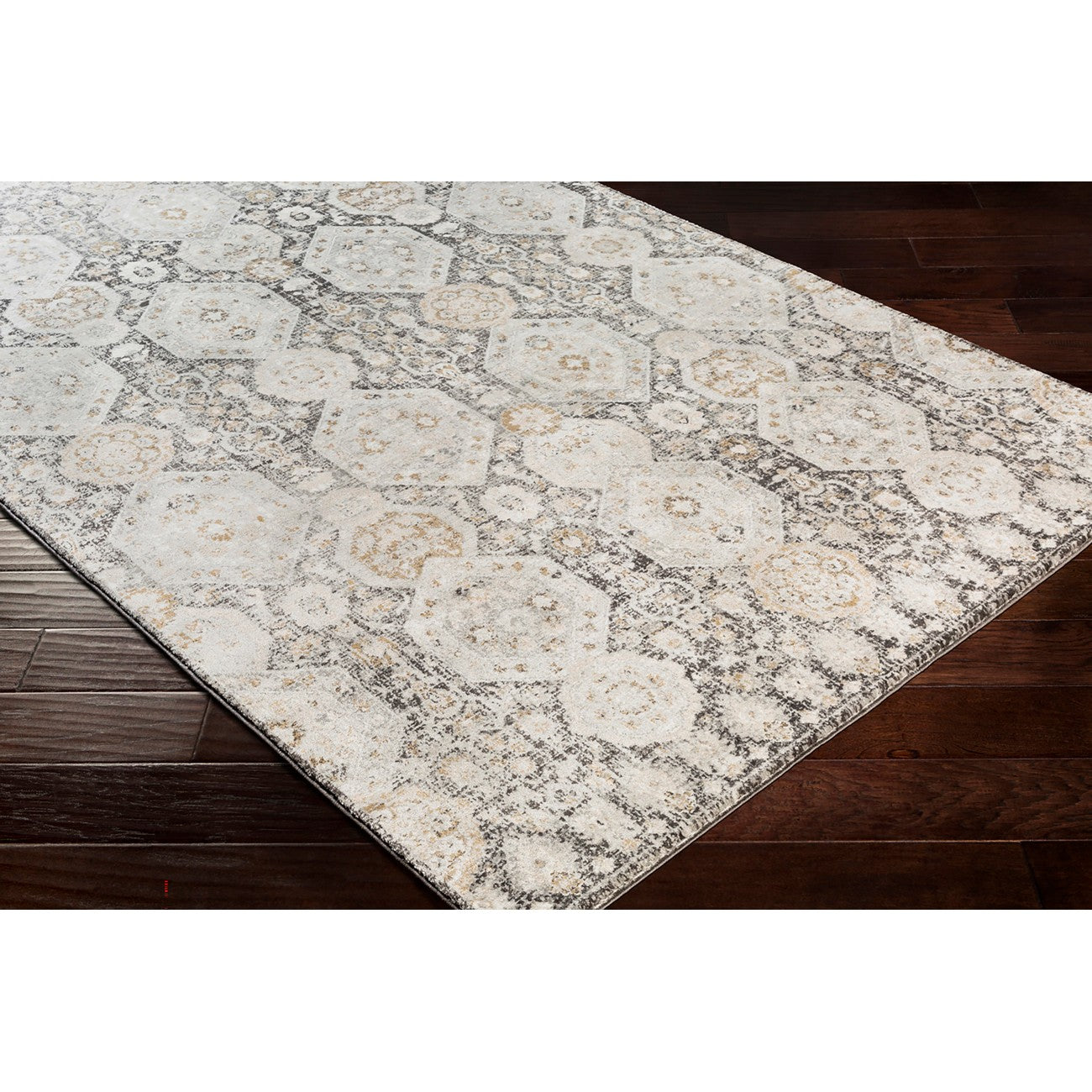 LOTUS Vintage Traditional Oriental Boho Black Area Rug Corner