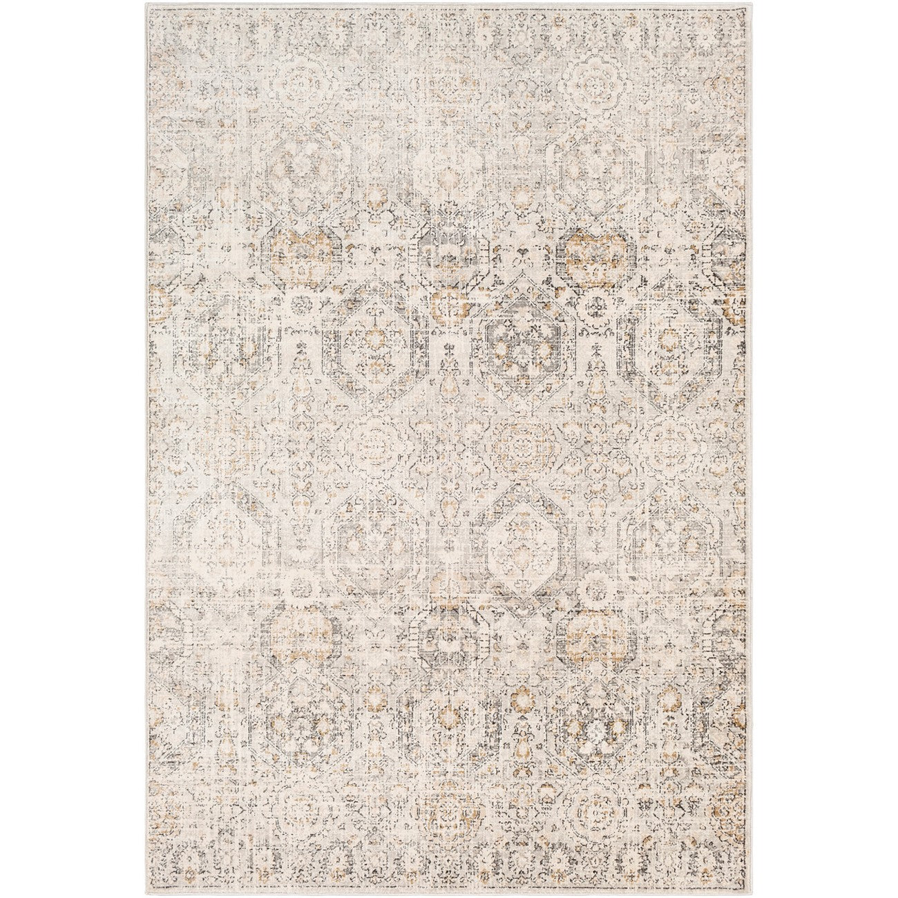 LOTUS Vintage Traditional Oriental Boho Tan/Ivory Area Rug Flat