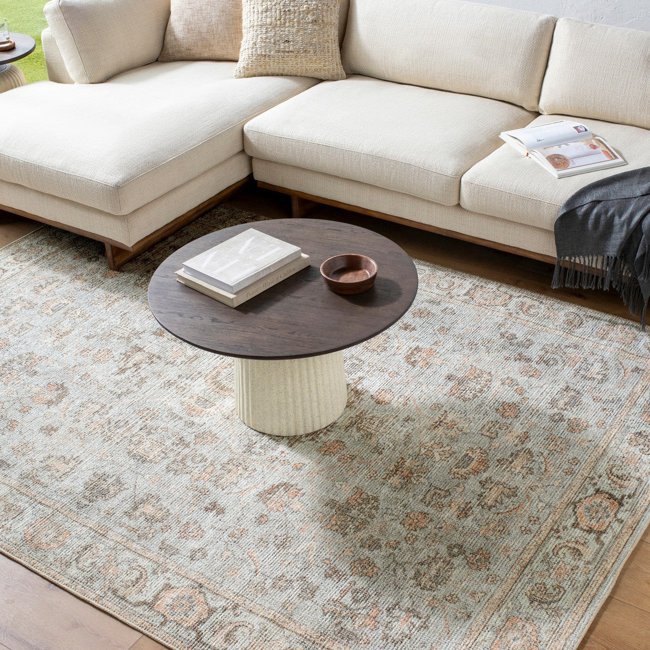 LOUISA Our PNW Home x Livabliss Vintage Oriental Boho Grey/Tan Area Rug