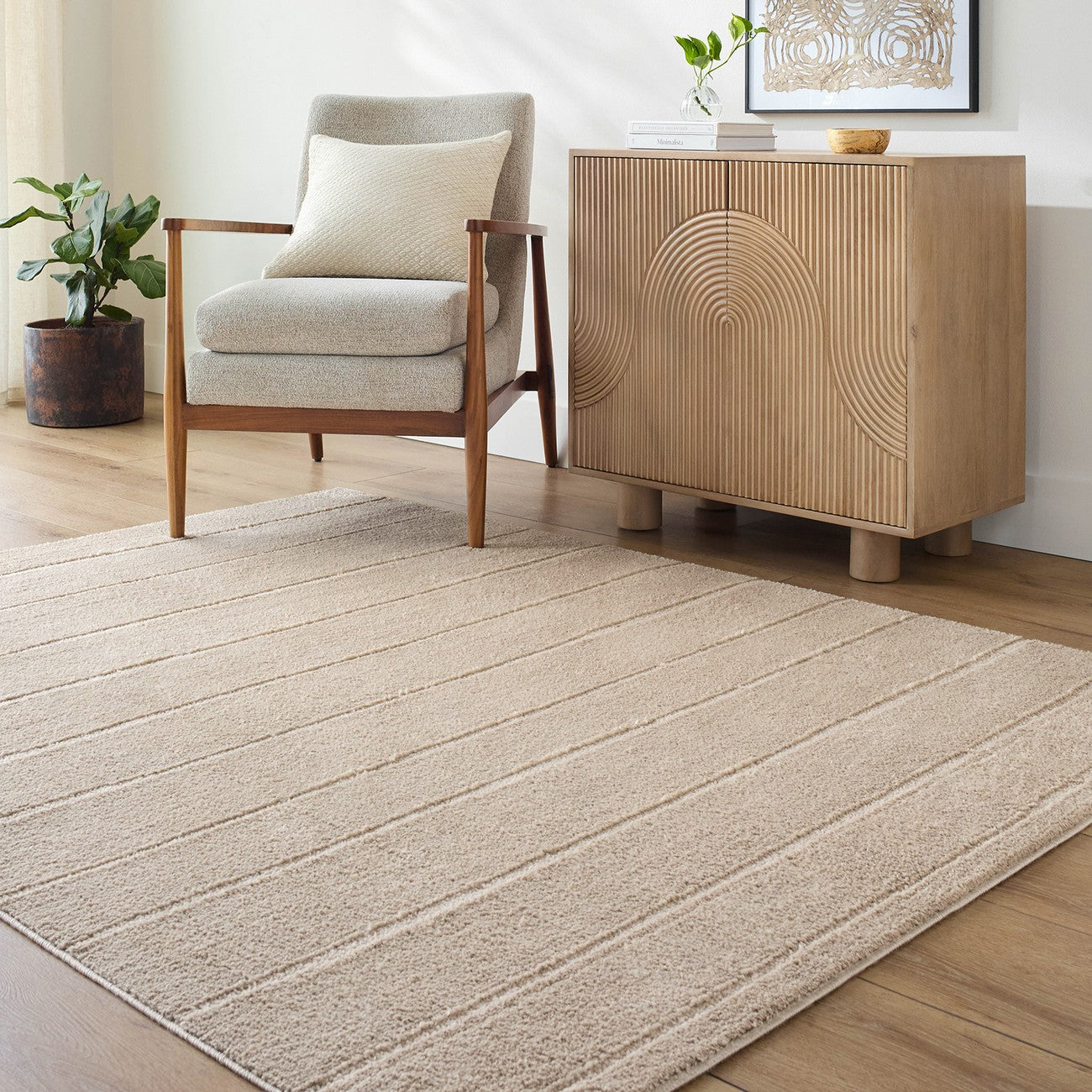 LUCIA Our PNW Home x Livabliss Scandi High Pile 2302 Ivory Area Rug Roomscene