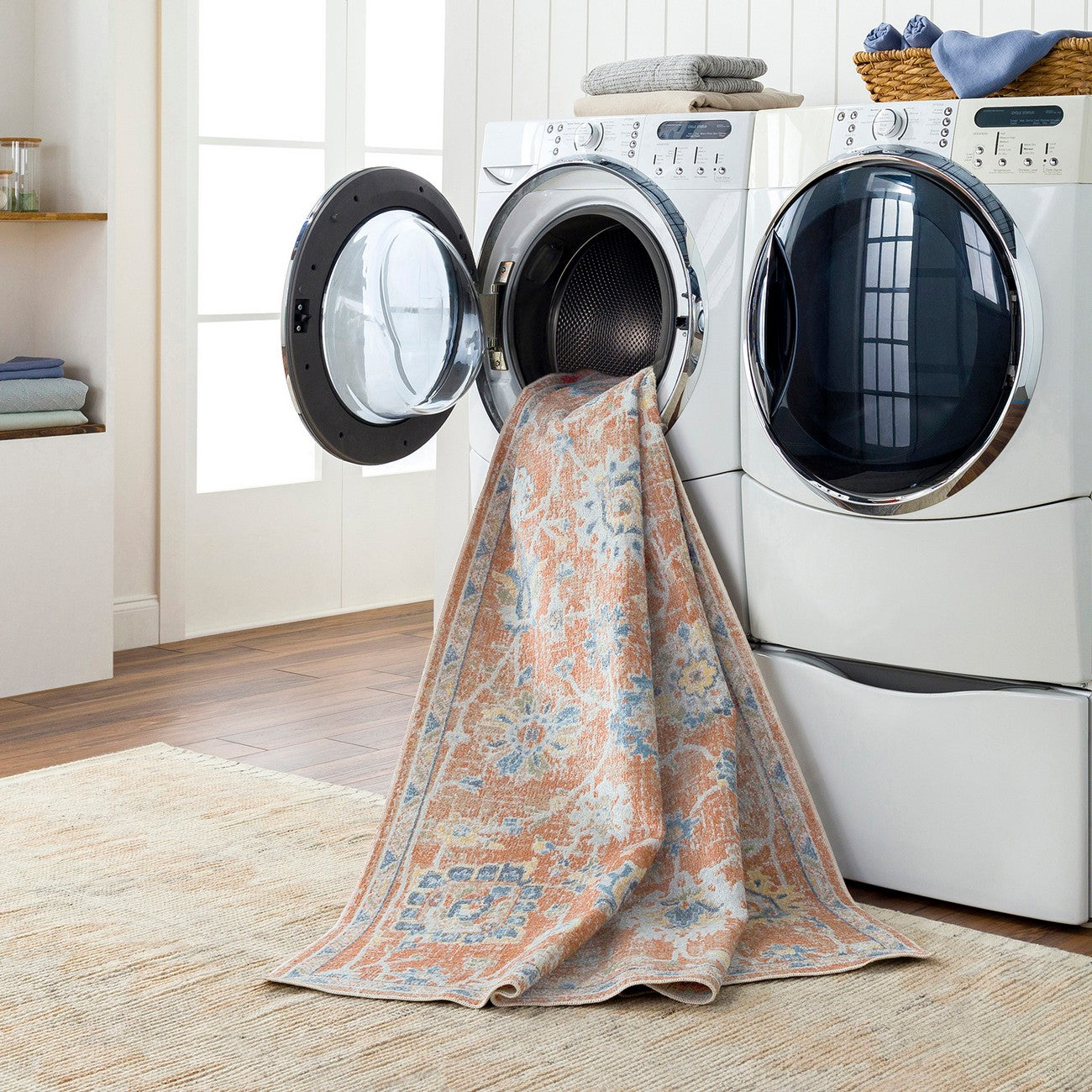 RUBY Machine Washable Traditional Boho Burnt Orange Area Rug Styleshot