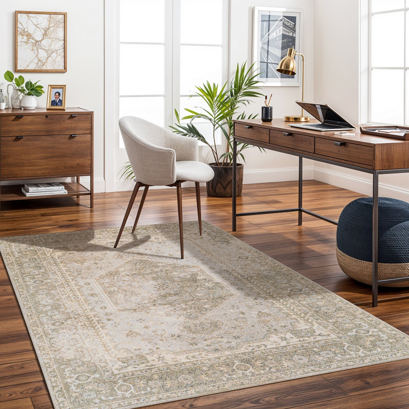 BOKA Machine Washable Traditional Boho Camel Area Rug Roomscene