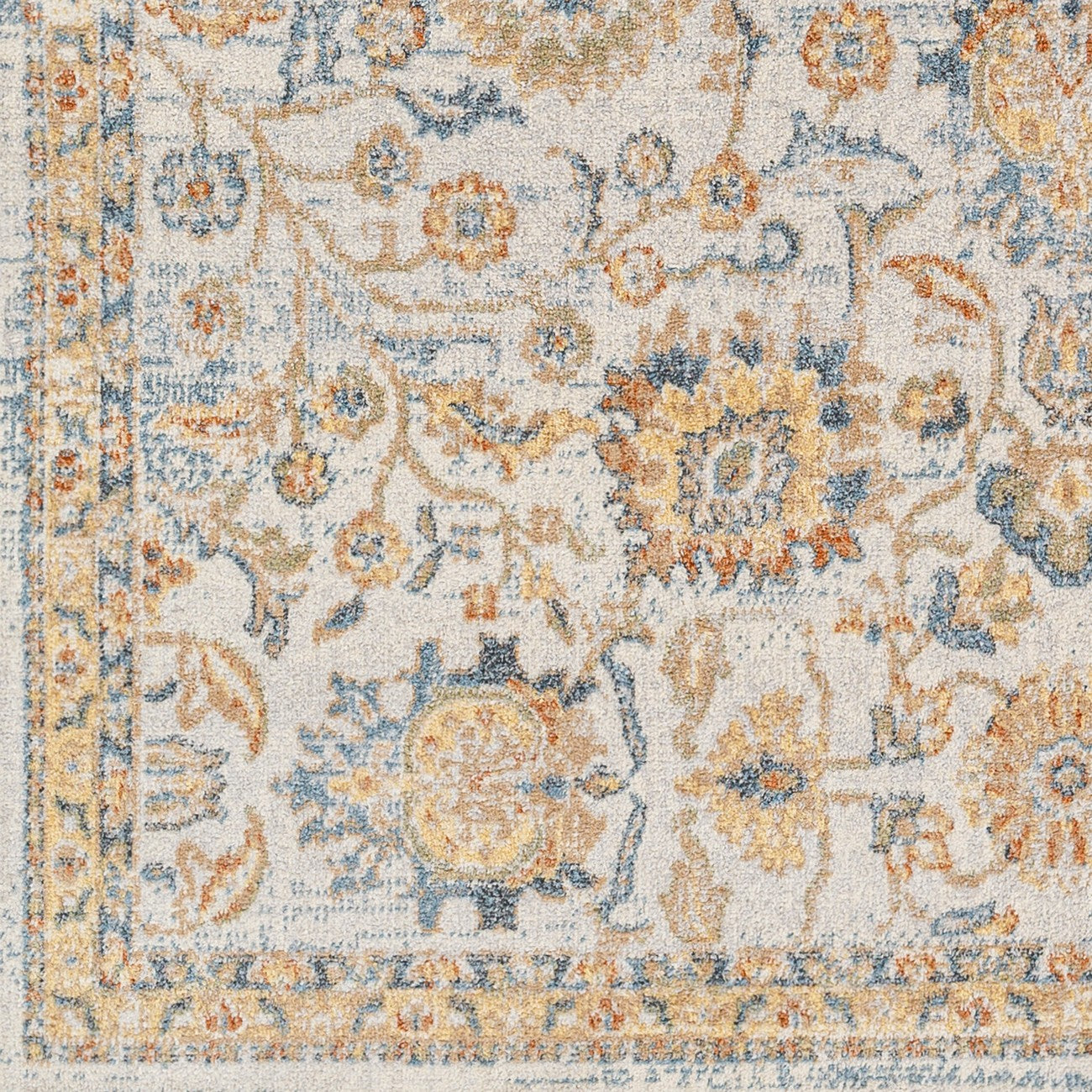 ESTHER Machine Washable Traditional Boho Grey/Oatmeal Area Rug Swatch