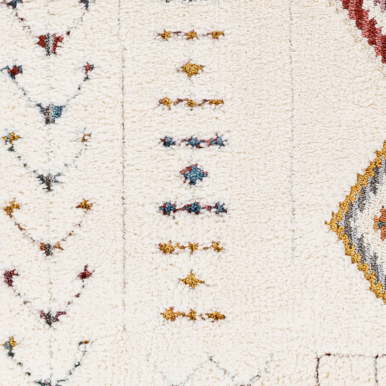INO Shaggy Modern Boho Plush Pile Cream Area Rug Swatch