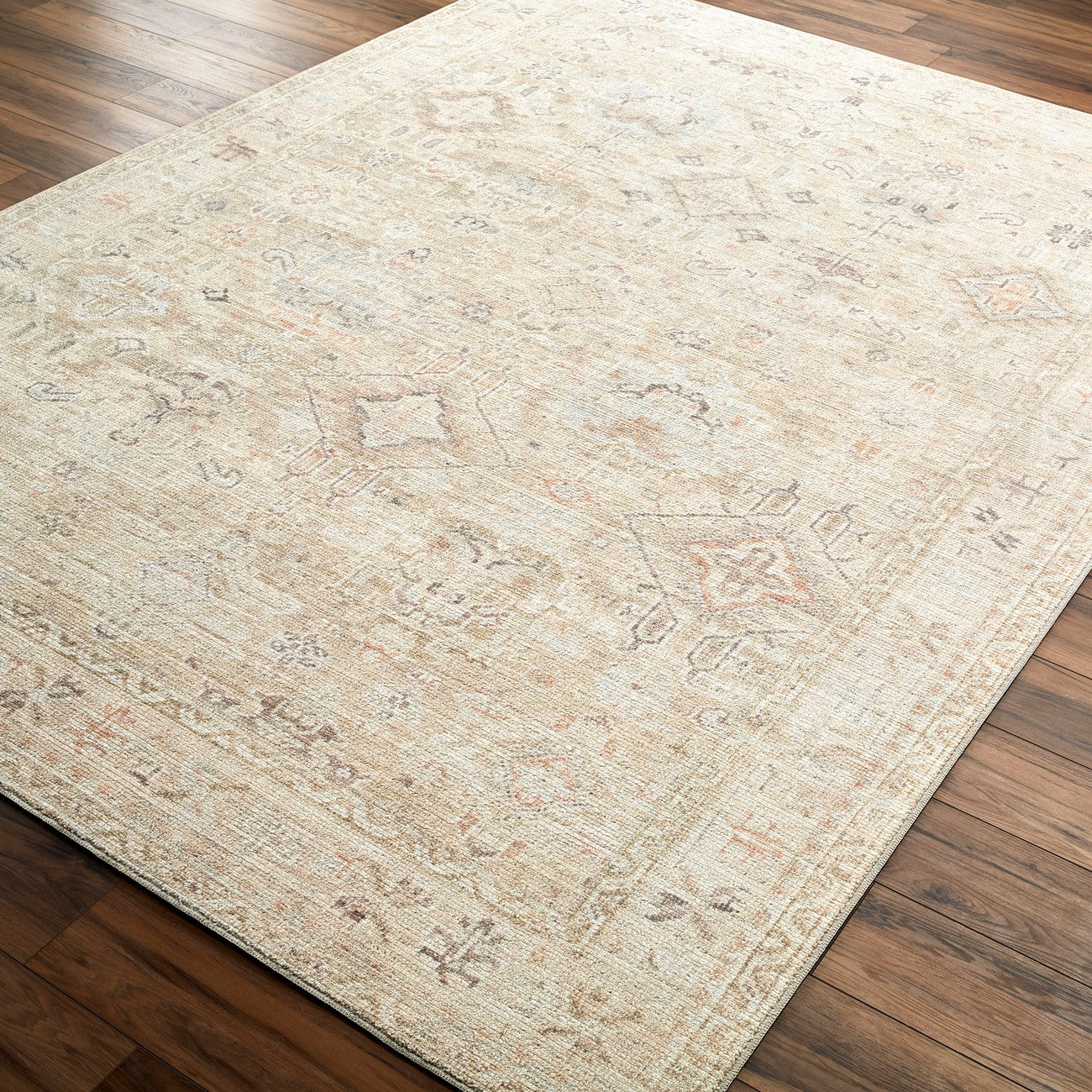 MAHI Becki Owens x Livabliss Vintage Traditional Oriental Boho Medium Brown Area Rug Corner