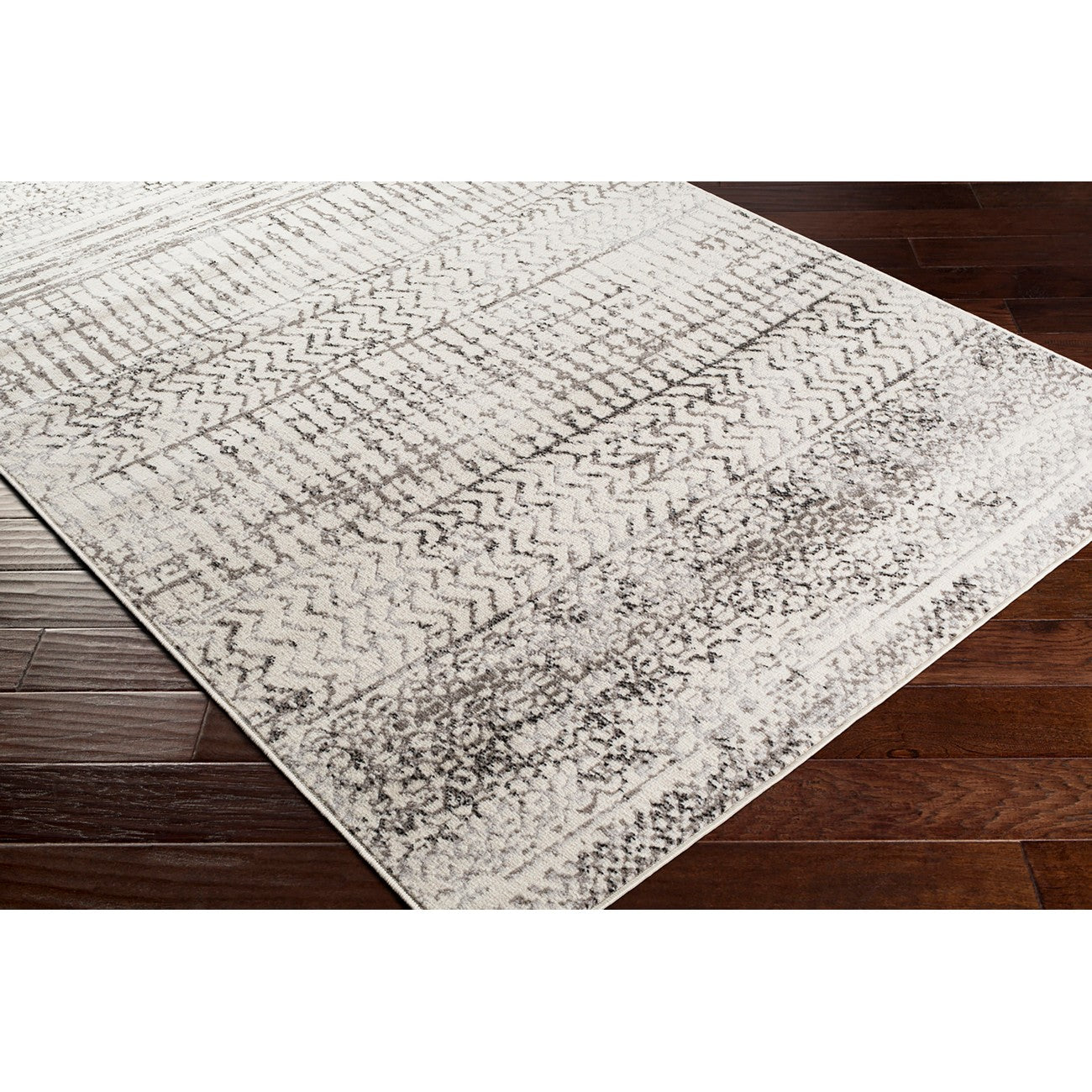 MAKIKI Scandi Global Light Grey Area Rug Corner