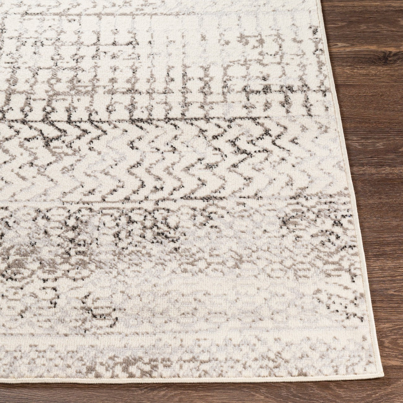 MAKIKI Scandi Global Light Grey Area Rug Front