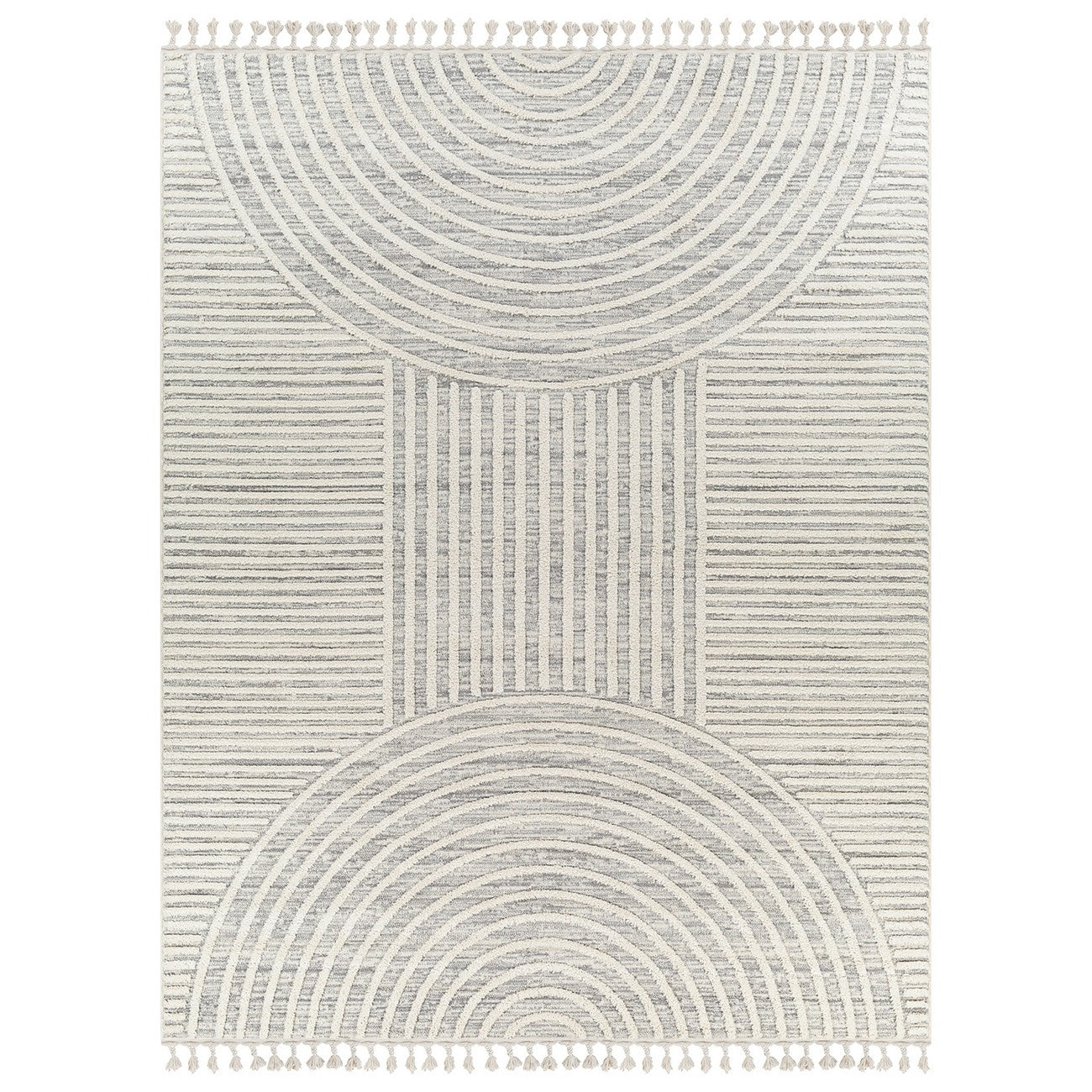 MATILDA Scandi Modern High Pile Ivory/Grey Area Rug Flat
