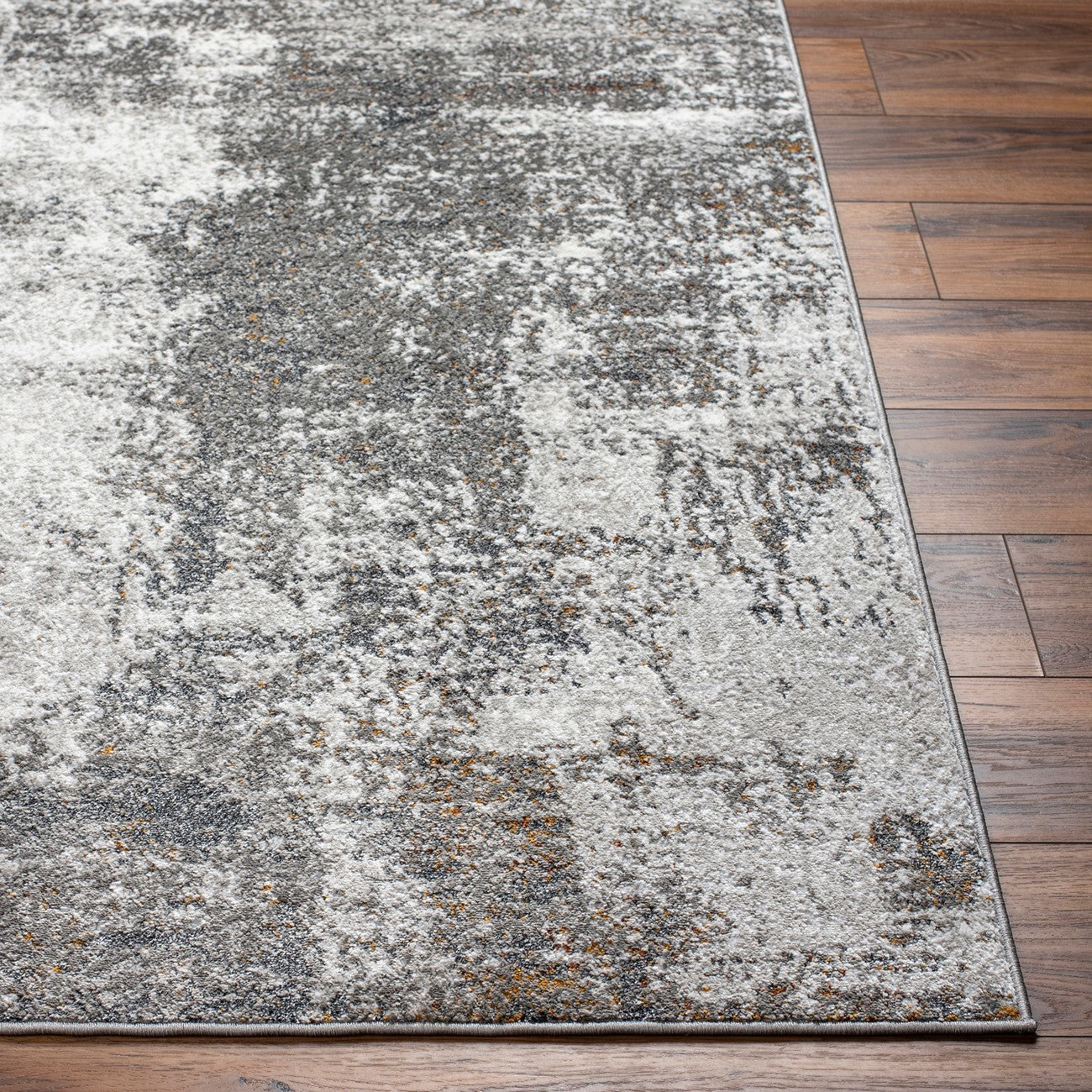 MAYLENE Abstract Modern Marble Charcoal Area Rug Front