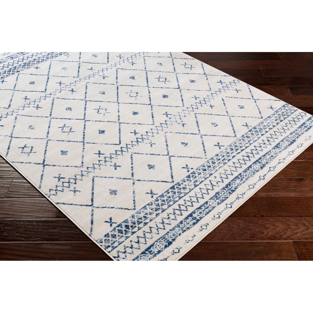 MYA Berber Modern Dark Blue Area Rug Corner