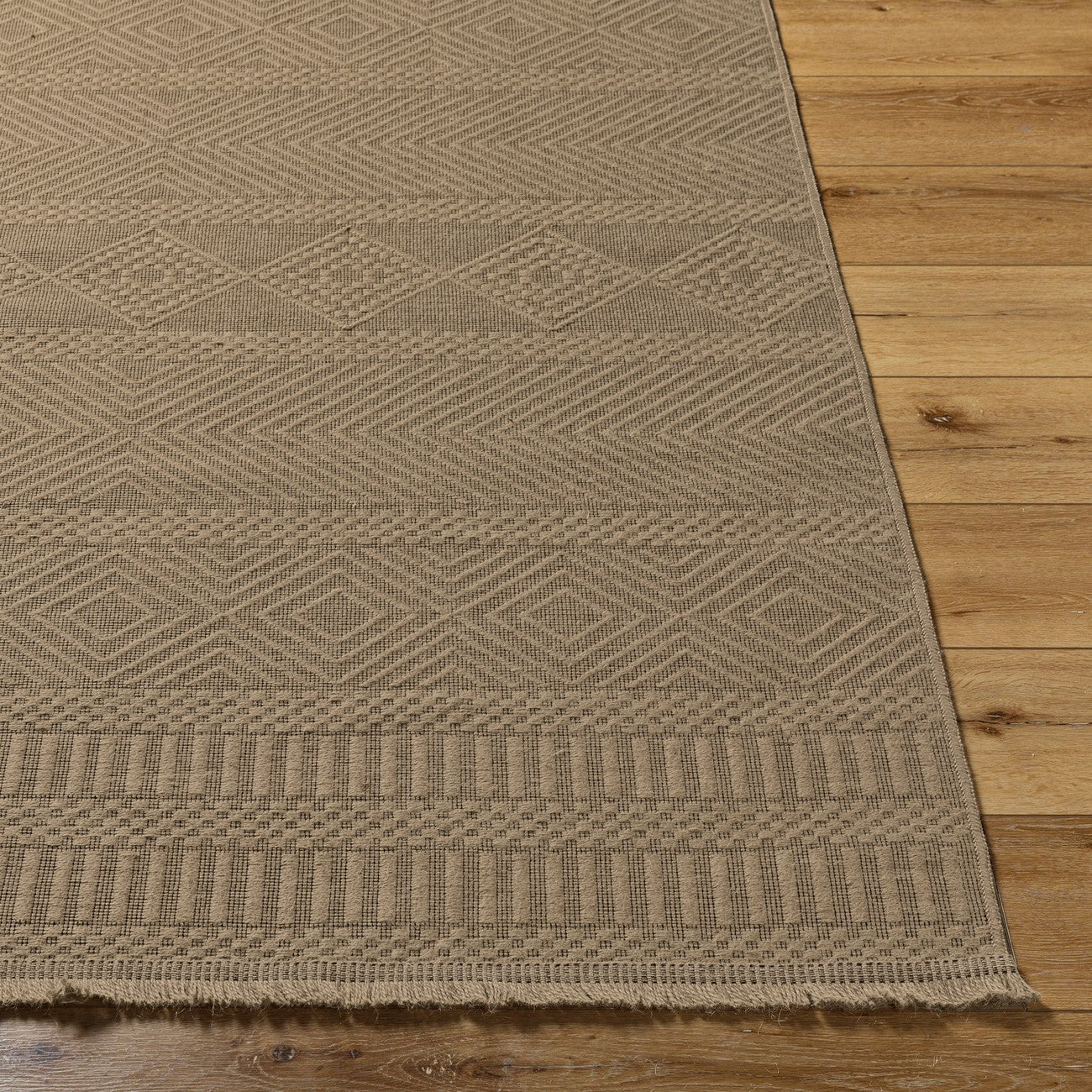 MYTHRI Cottage Tan Machine Washable Jute Area Rug Front