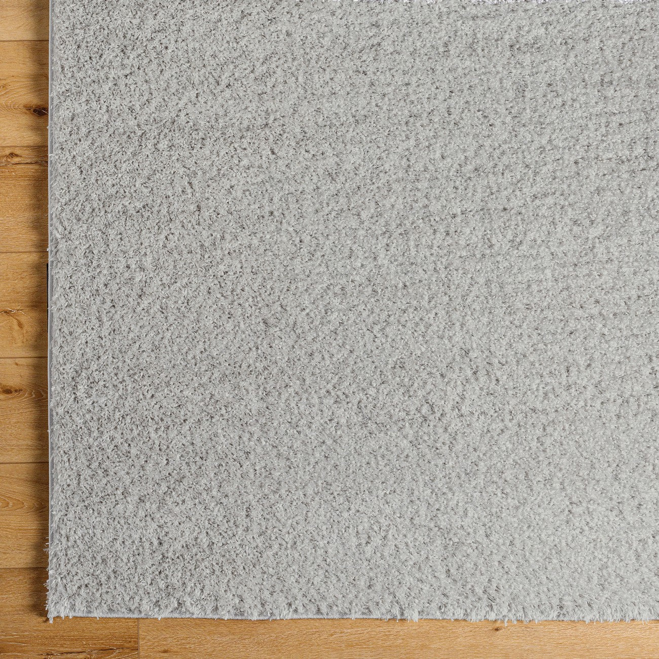 SOSO Round Shaggy Solid Color Plush Pile Light Grey Area Rug Overhead