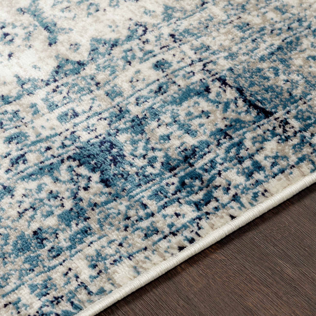 NEELAM Vintage Traditional Oriental Boho Sky Blue/Light Grey/White/Navy Area Rug