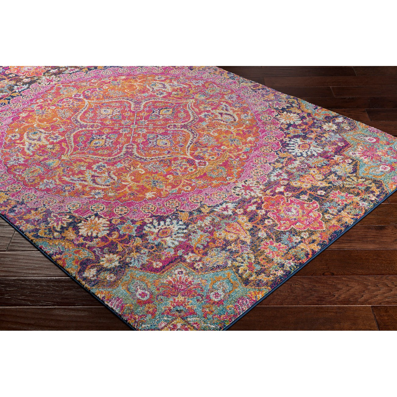 NEERJA Vintage Traditional Oriental Boho Garnet Area Rug Corner