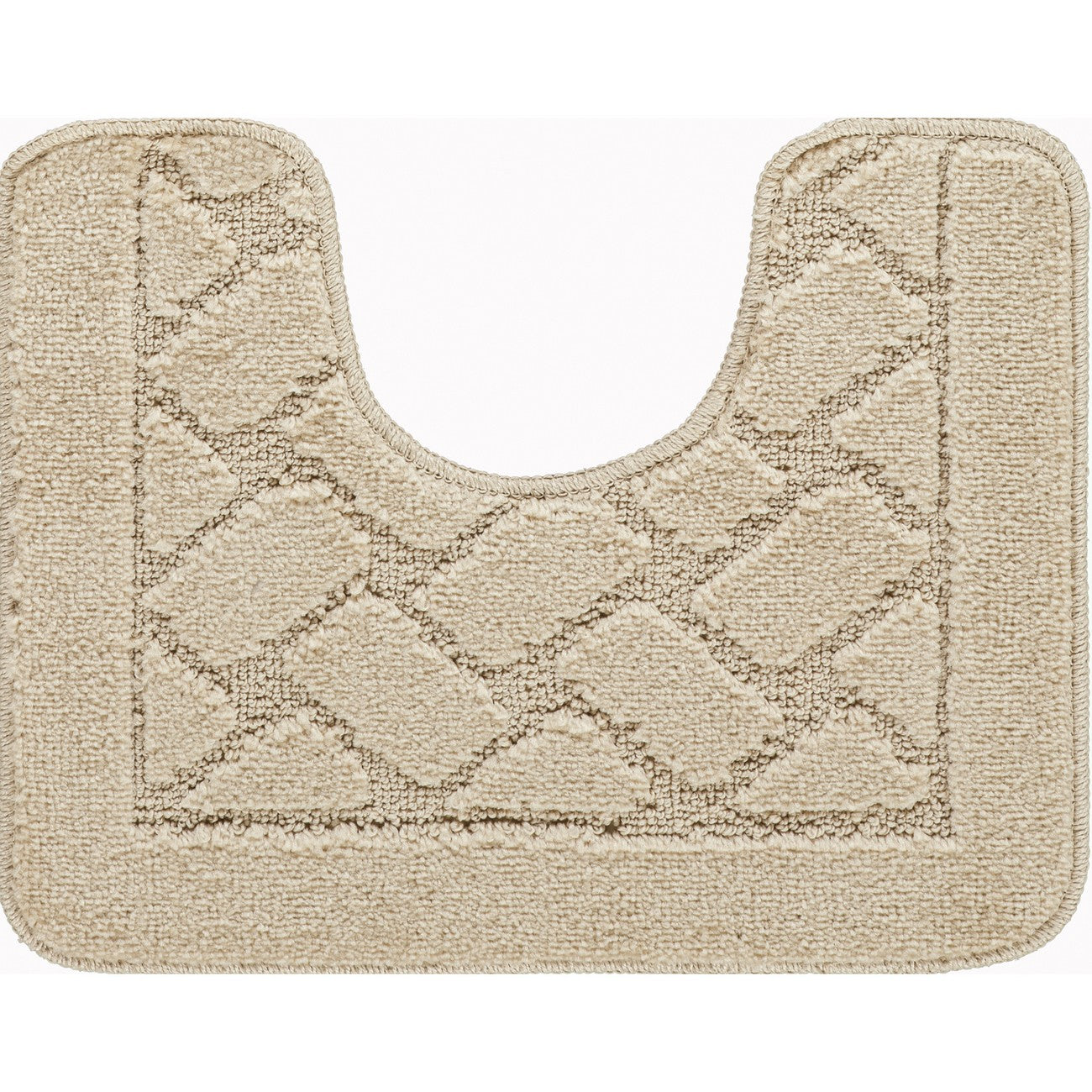 NILAH 2 Piece Machine Washable Non-Slip Light Beige Bathroom Rug Set Pedestal