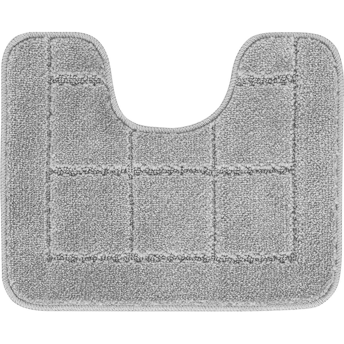 NOELLE 2 Piece Machine Washable Non-Slip Grey Bathroom Rug Set Pedestal