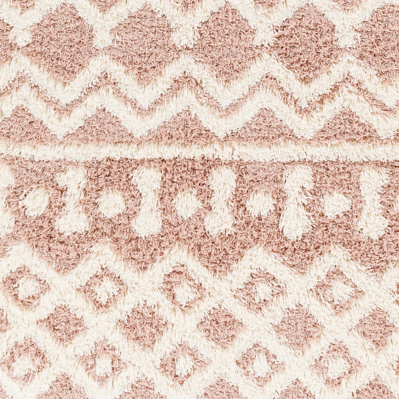 NOUR Shaggy Geometric Plush Pile Peach Area Rug
