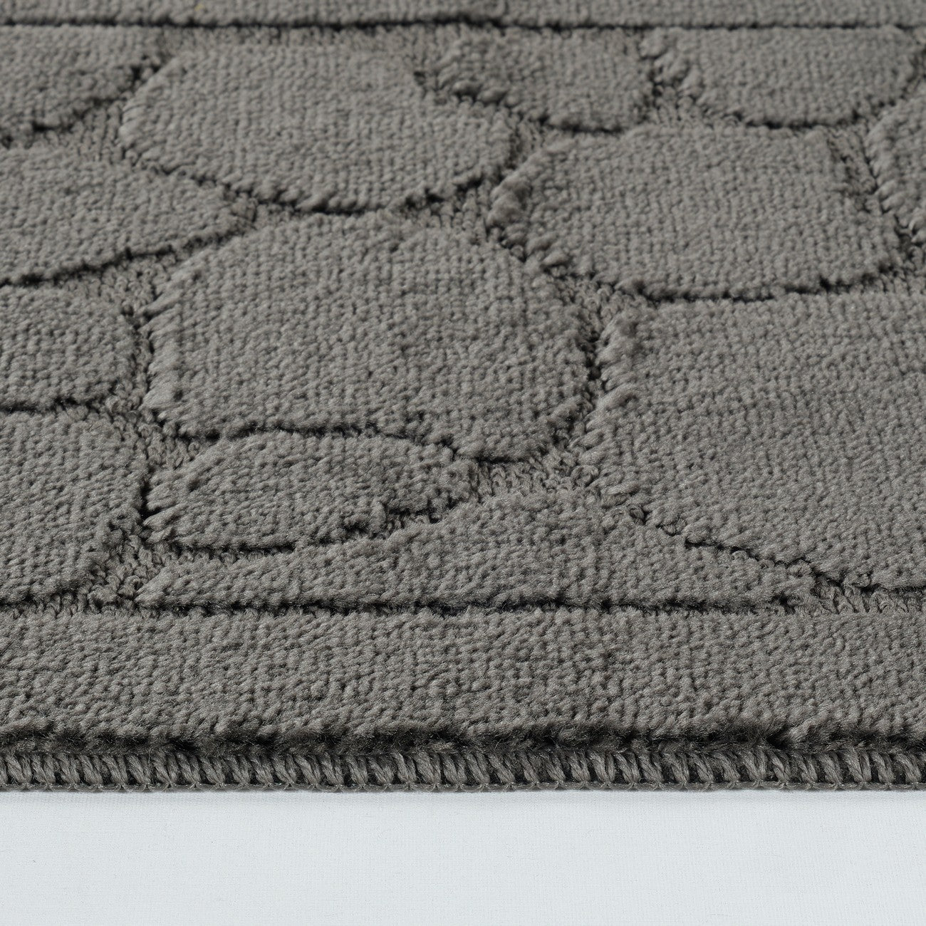 OLIVE 2 Piece Machine Washable Non-Slip Dark Grey Bathroom Rug Set Texture