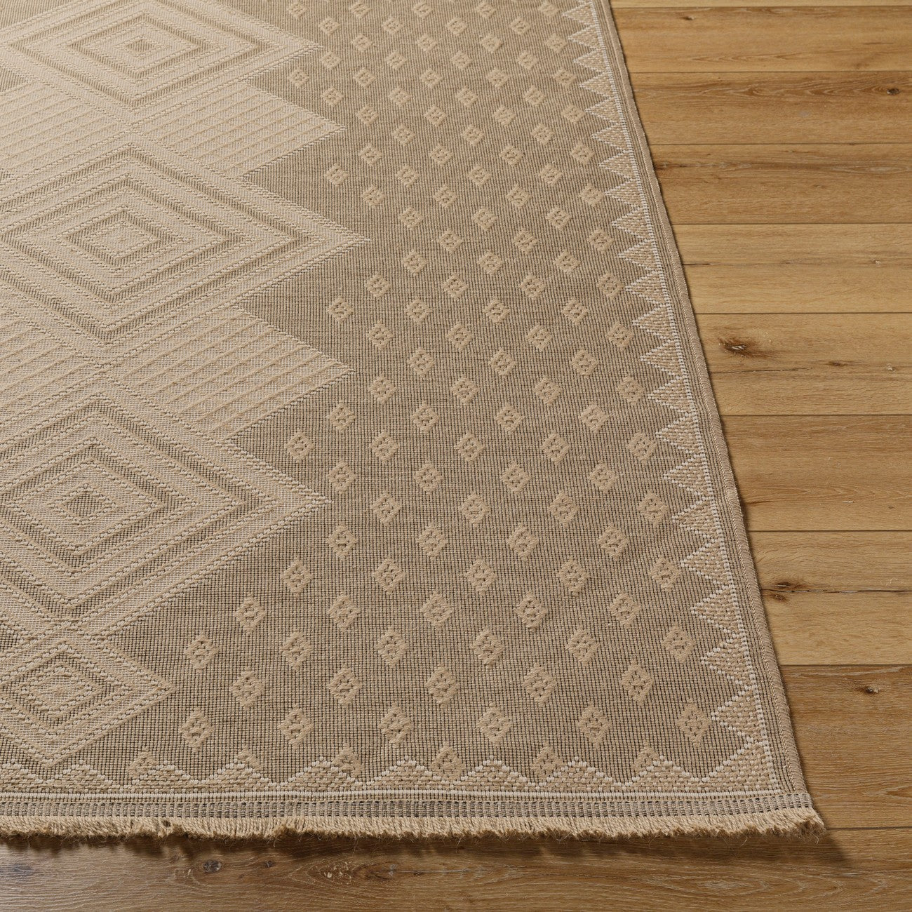 ORANOS Cottage Tan Machine Washable Jute Area Rug Front