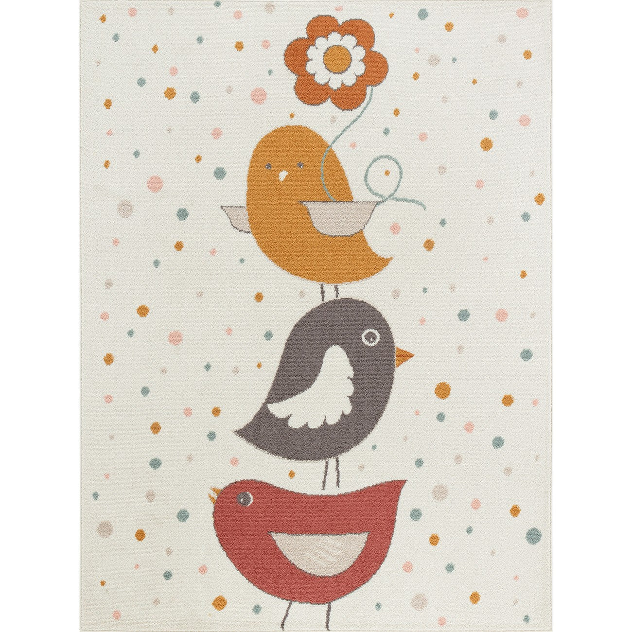PIOUPIOU Modern Yellow/Blue/Brown Kids Room Rug Flat