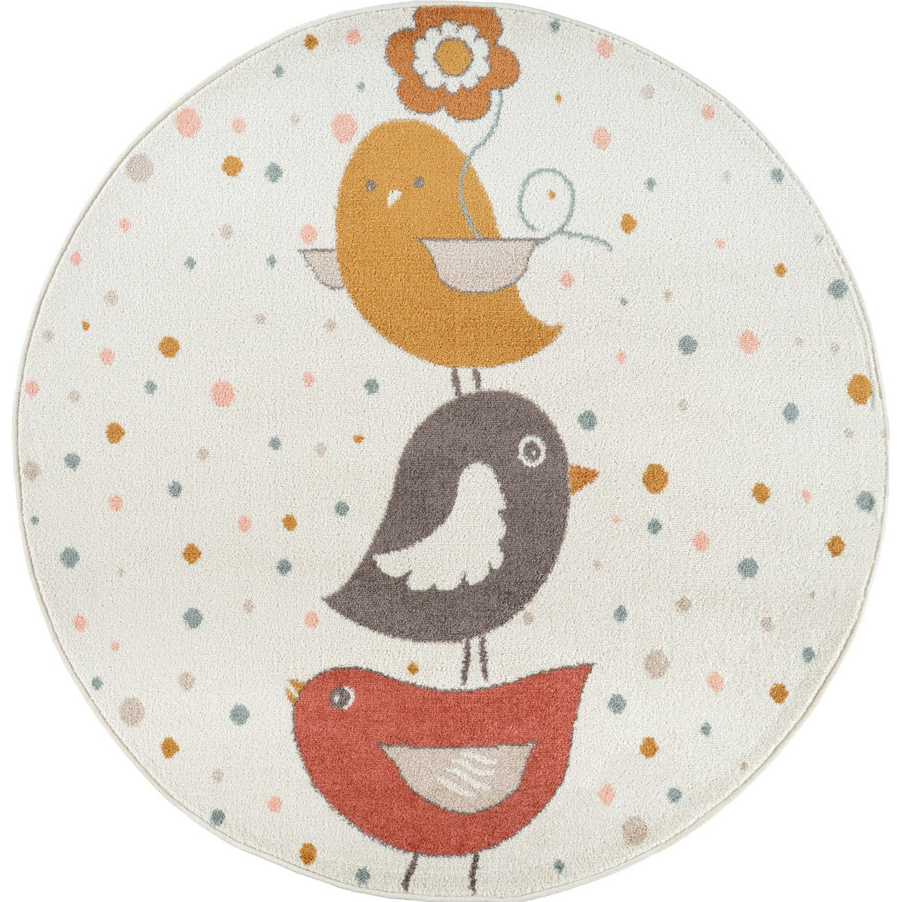 PIOUPIOU Modern Yellow/Blue/Brown Kids Room Rug Flat
