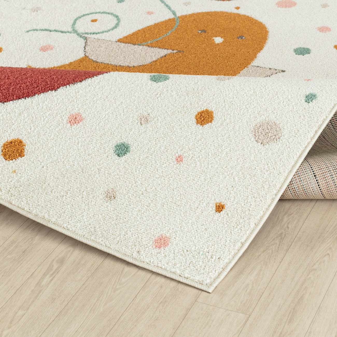 PIOUPIOU Modern Yellow/Blue/Brown Kids Room Rug Fold