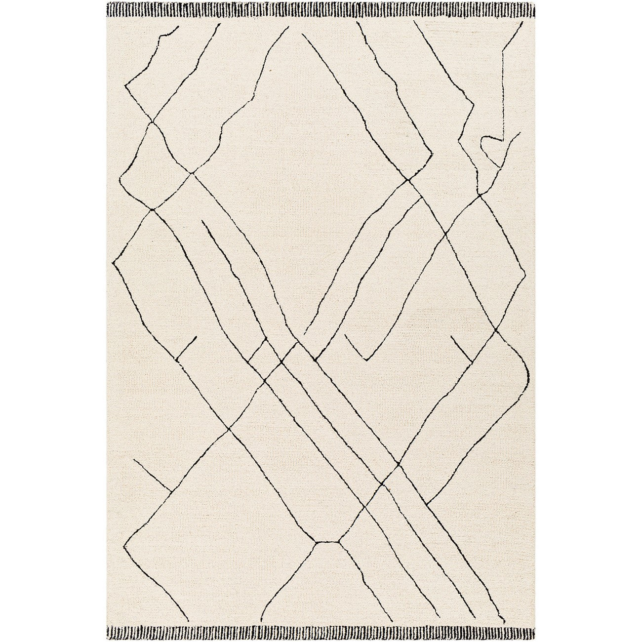 PRIYA VALLEY Hand-Tufted Global Wool Cream Area Rug Flat
