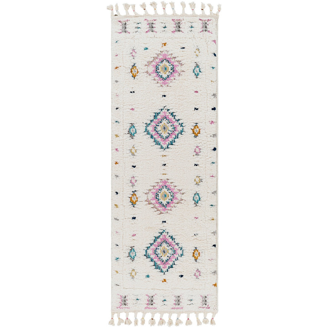 PUKYU Shaggy Modern Boho Plush Pile Ivory Area Rug Flat