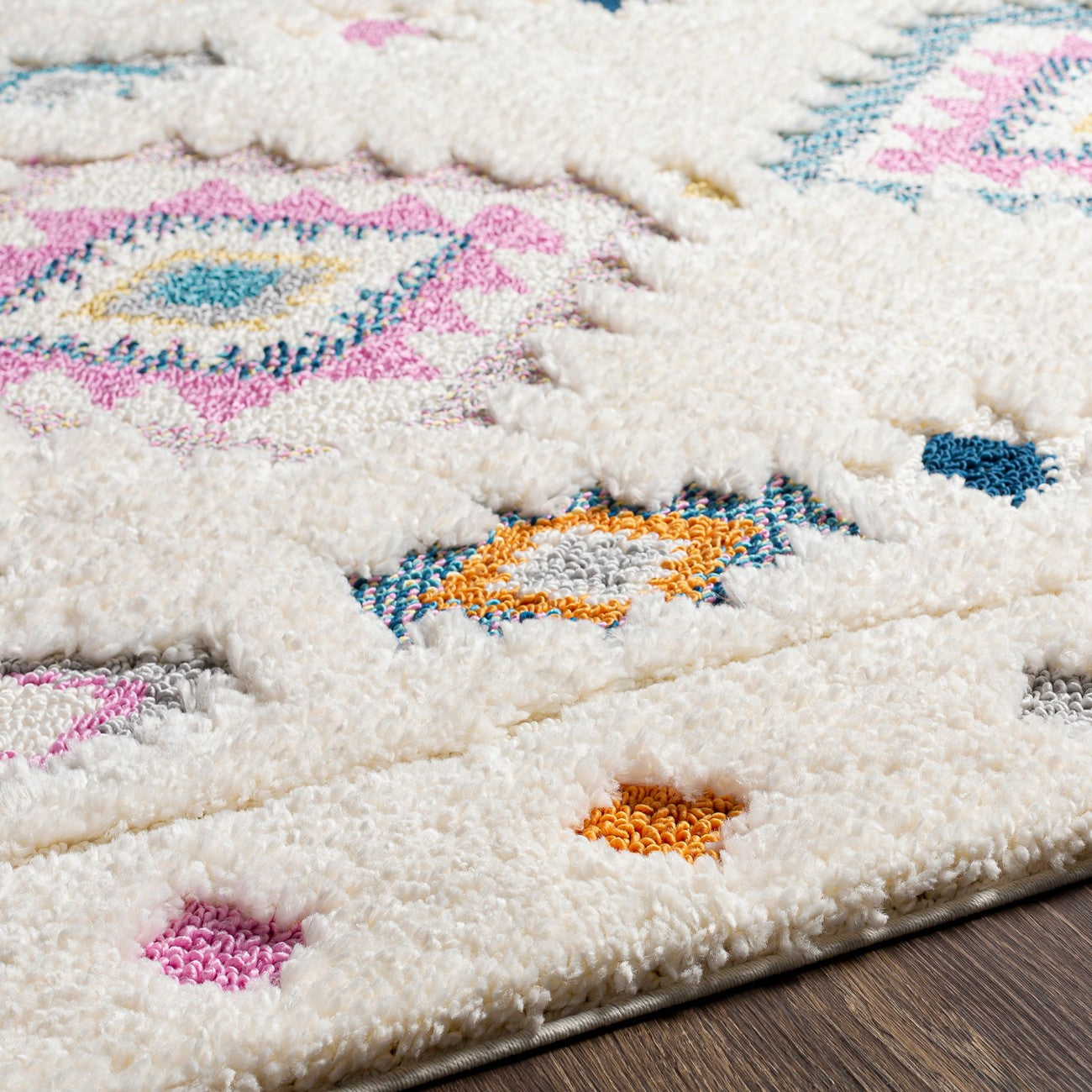 PUKYU Shaggy Modern Boho Plush Pile Ivory Area Rug Texture