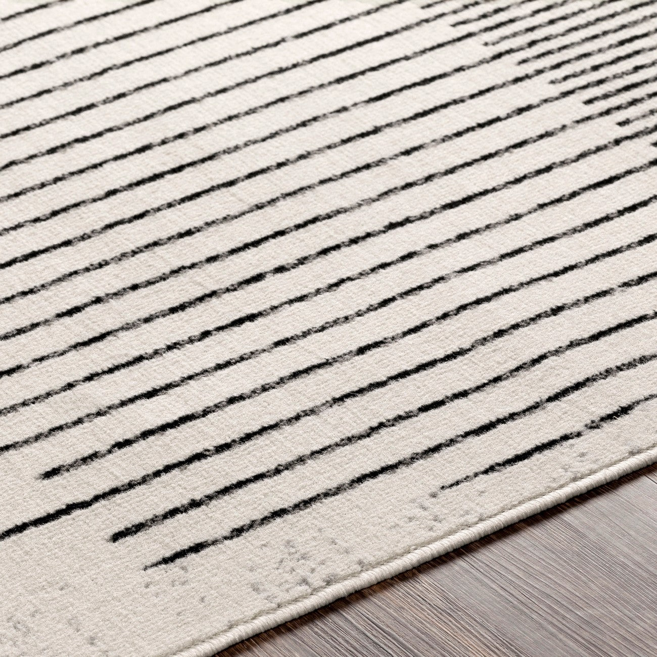 ENSO Scandi Geometric White/Black Area Rug Texture