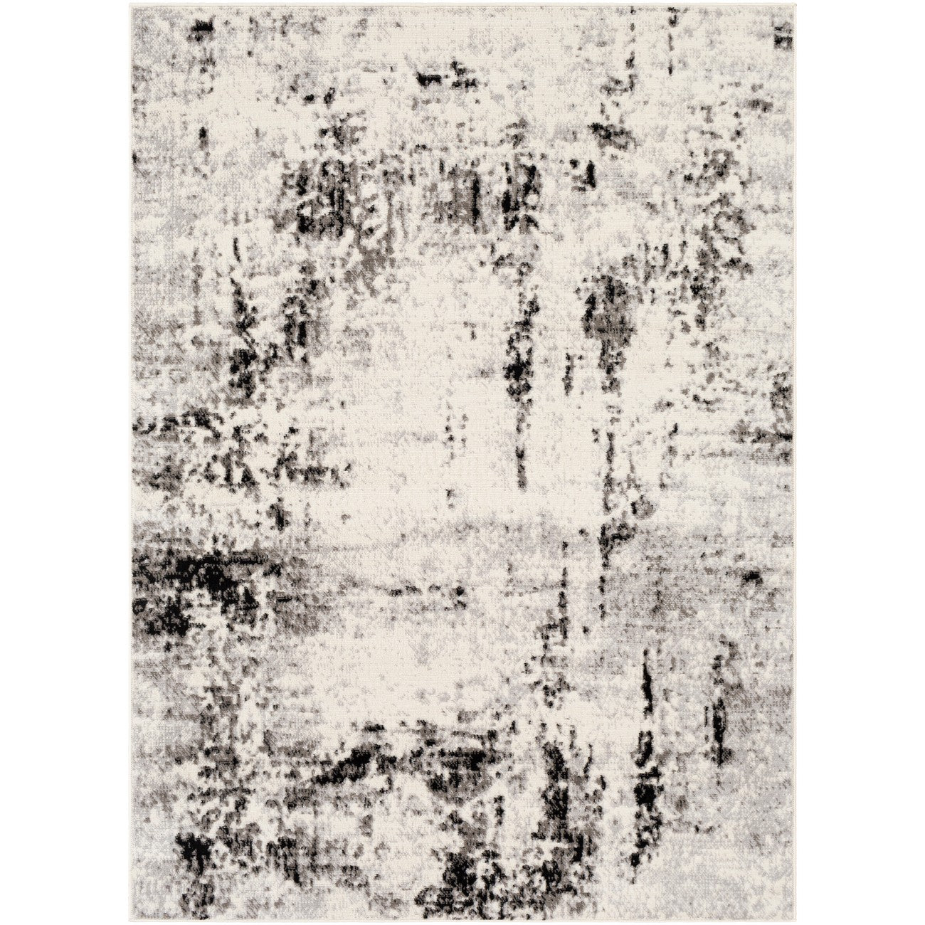 NATALIA Abstract Modern Marble Light Grey Area Rug Flat