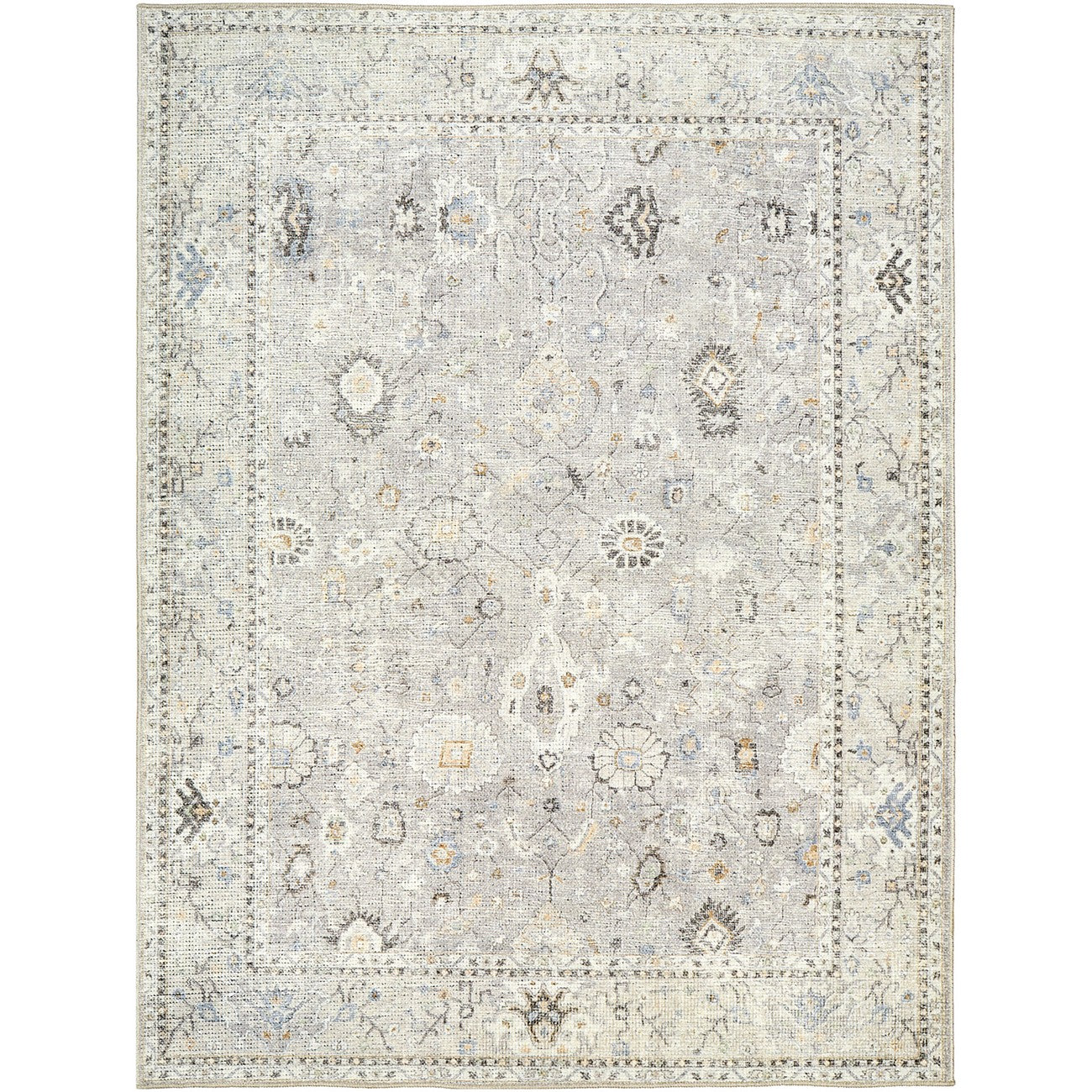 RAVEENA Becki Owens x Livabliss Vintage Traditional Oriental Boho Light Grey Area Rug Flat