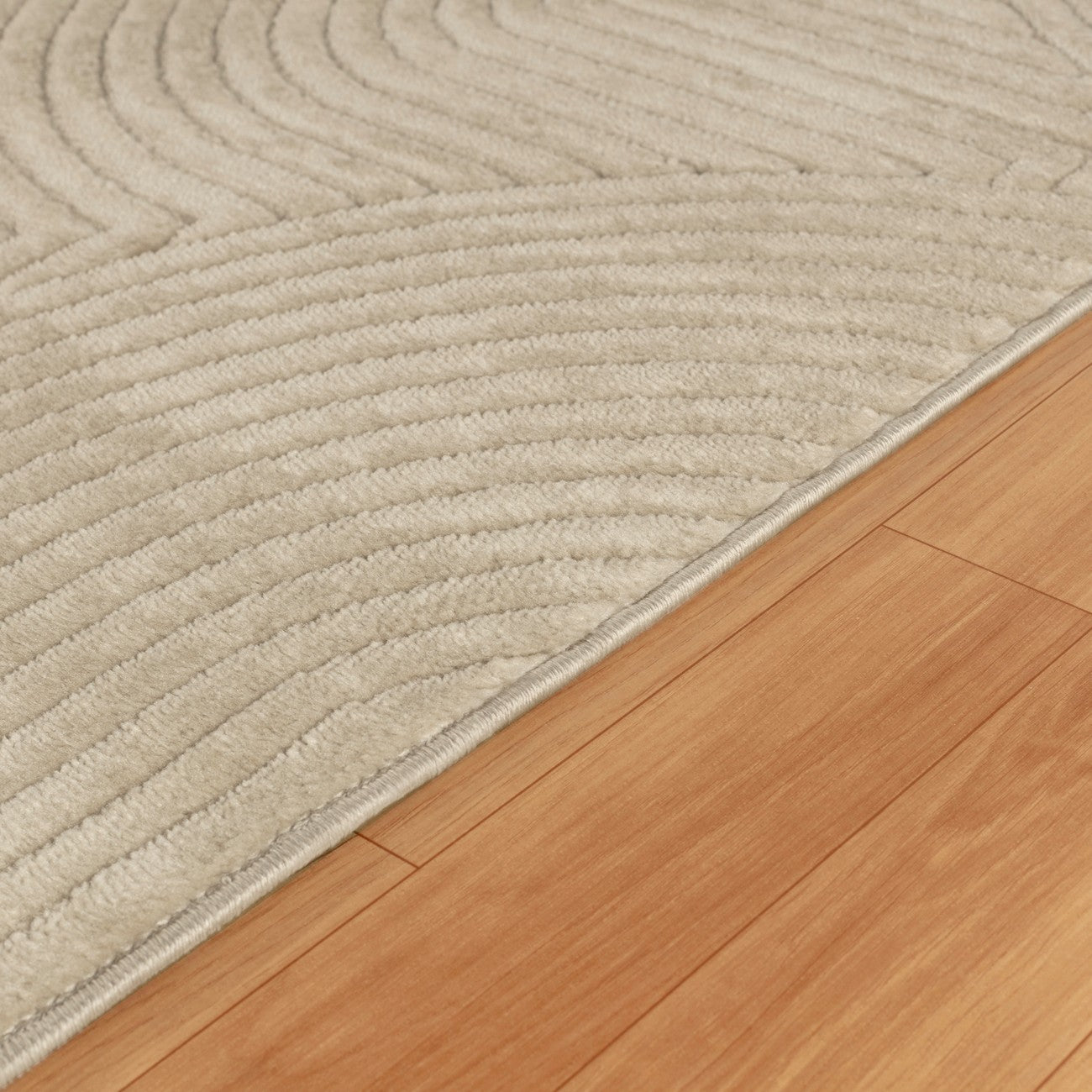 REYKO Indoor & Outdoor Scandi Modern Beige Area Rug Texture
