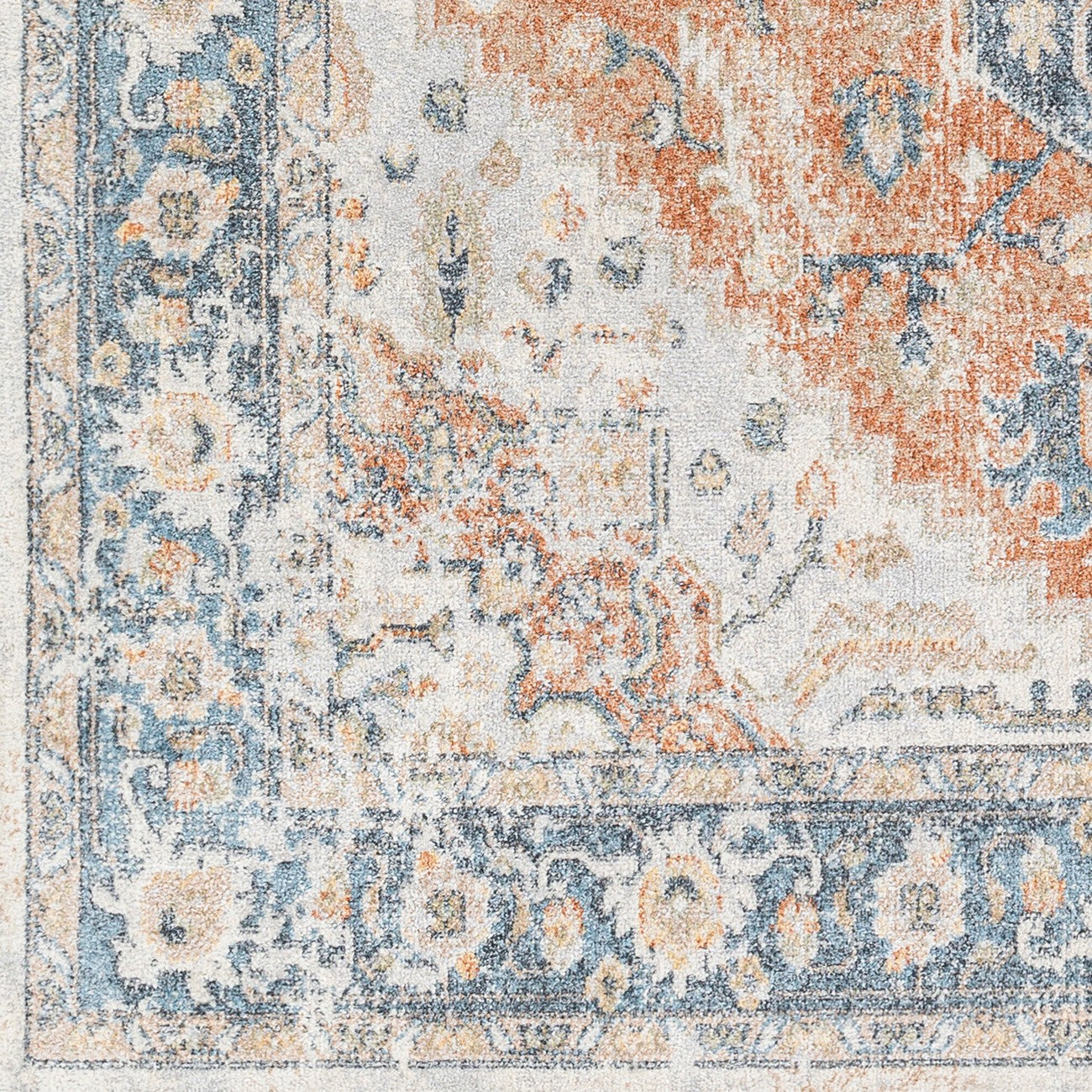 RIVER Machine Washable Traditional Boho Burnt Orange Area Rug Swatch
