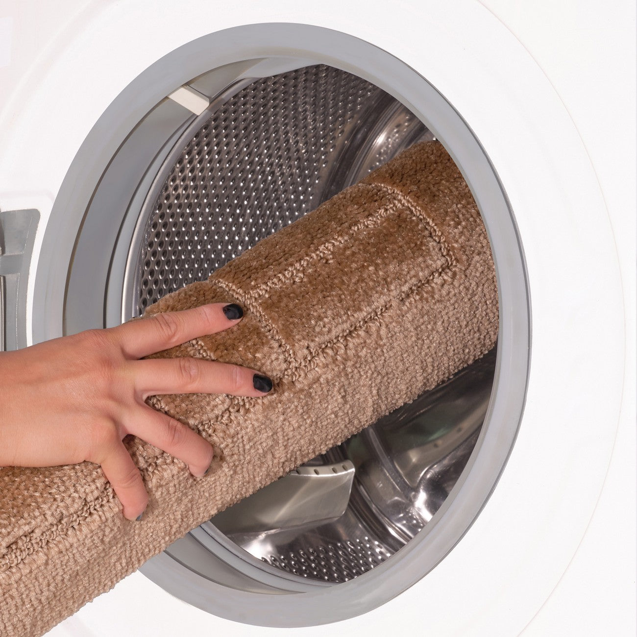 ROYAL 2 Piece Machine Washable Non-Slip Brown Bathroom Rug Set Washable