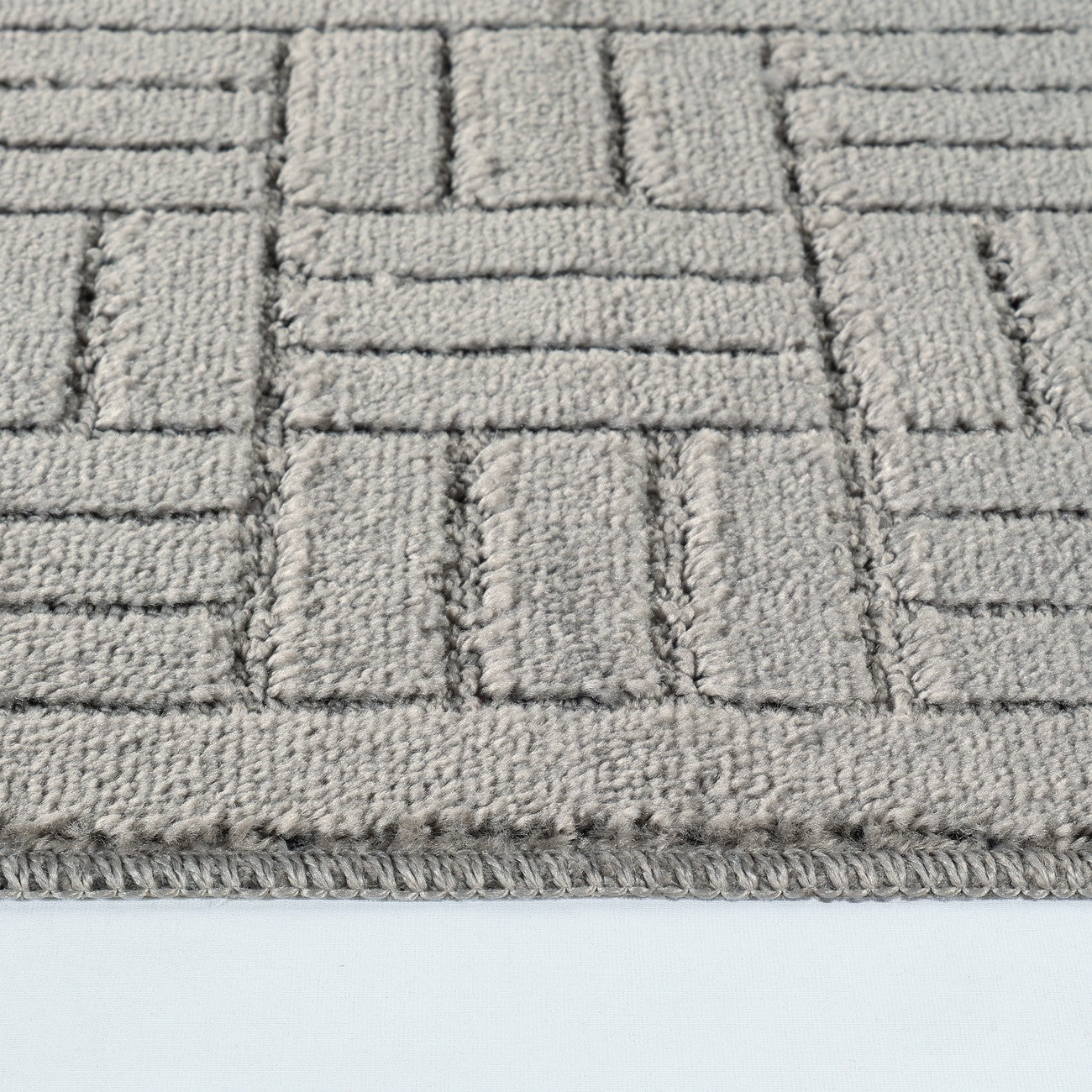ROYAL 2 Piece Machine Washable Non-Slip Light Grey Bathroom Rug Set Texture