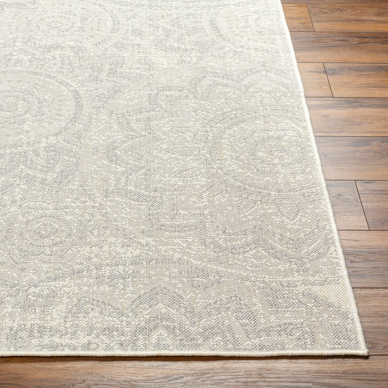KELLY Indoor & Outdoor Cottage Light Grey/Cream Area Rug Front