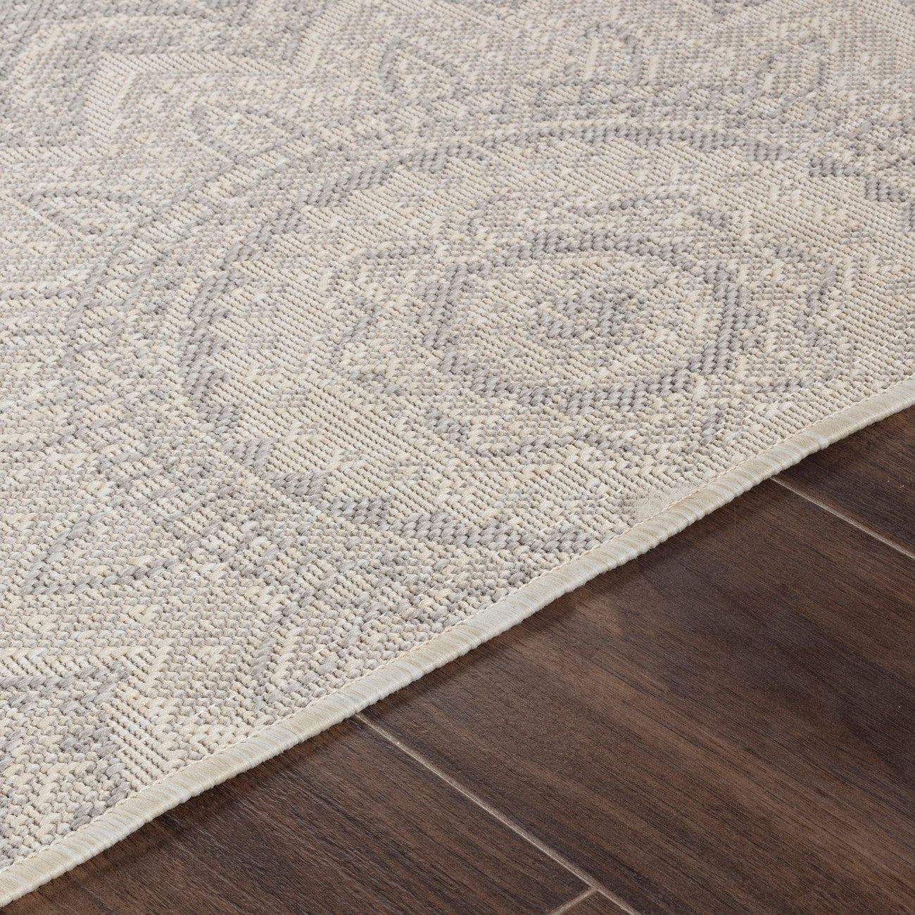 KELLY Indoor & Outdoor Cottage Light Grey/Cream Area Rug Texture