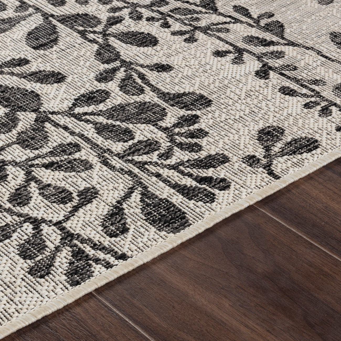 MOLLY Indoor & Outdoor Cottage Black/Beige Area Rug Texture