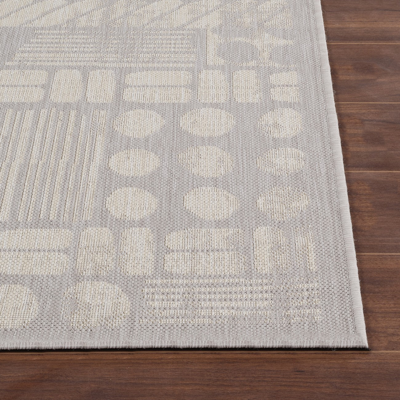 SALLY Indoor & Outdoor Modern Light Grey/Cream Area Rug Front