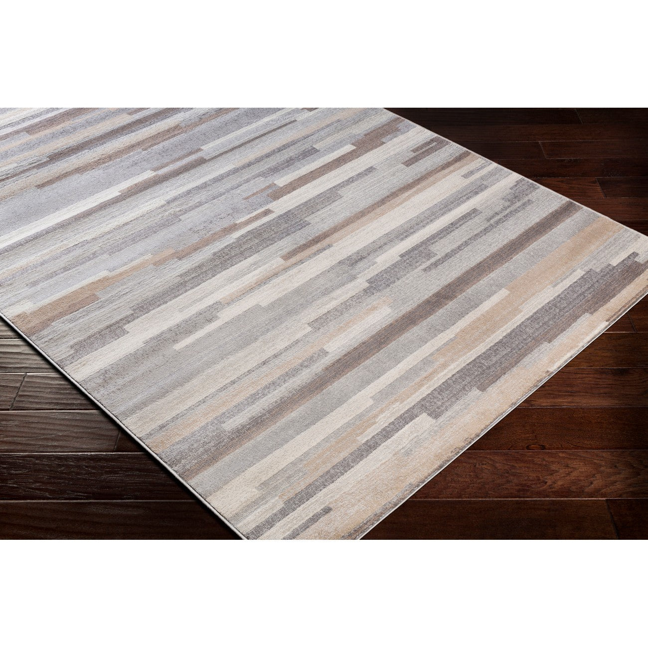 OLIVIA Scandi Modern Medium Grey/Tan/White Area Rug Corner